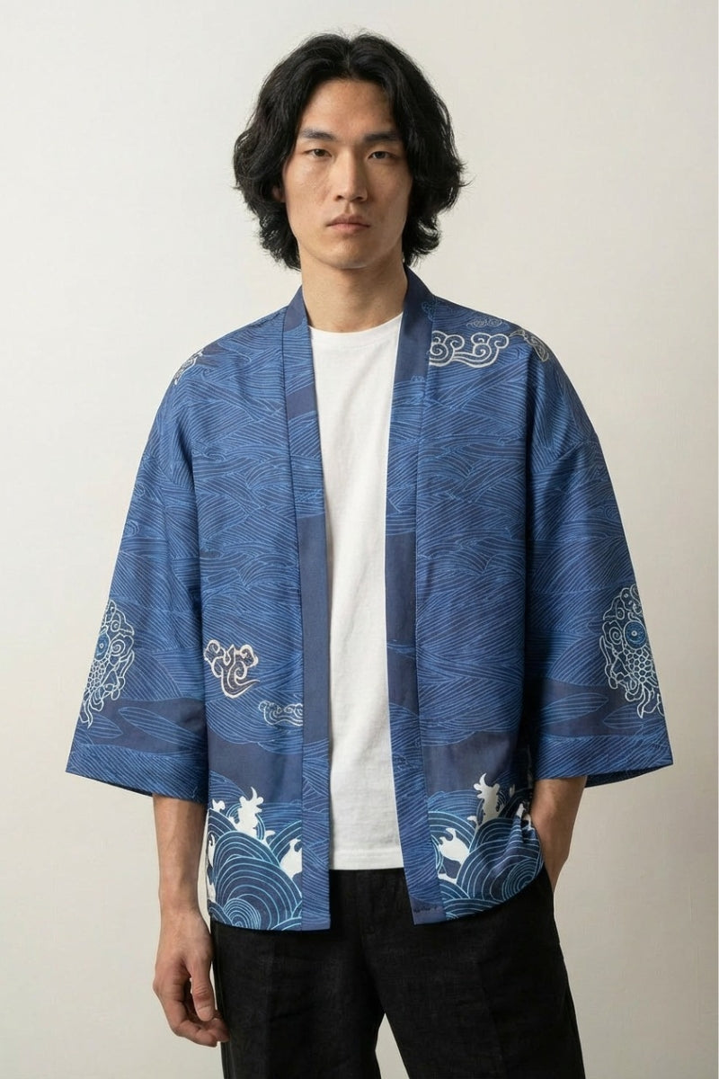 Navy Blue Kimono Jacket 'Kaito Edition' | Japan Clothing