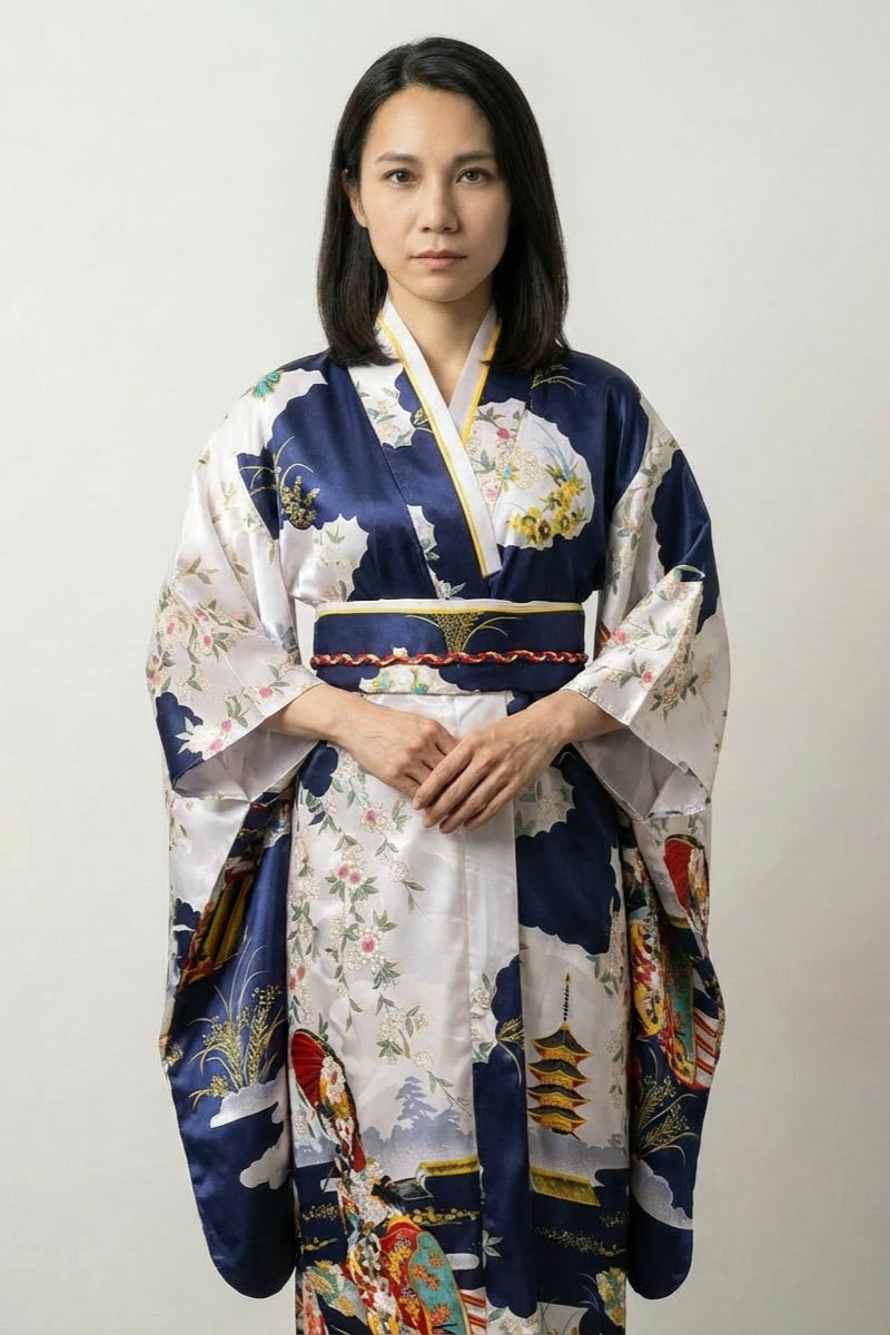 Navy Japanese Kimono 'Edoko' | Japan Clothing