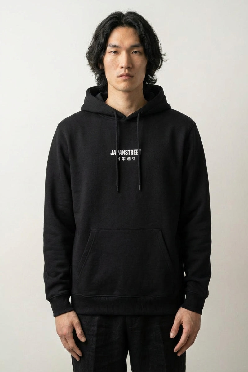 Back view of japanese hoodie with oni motif