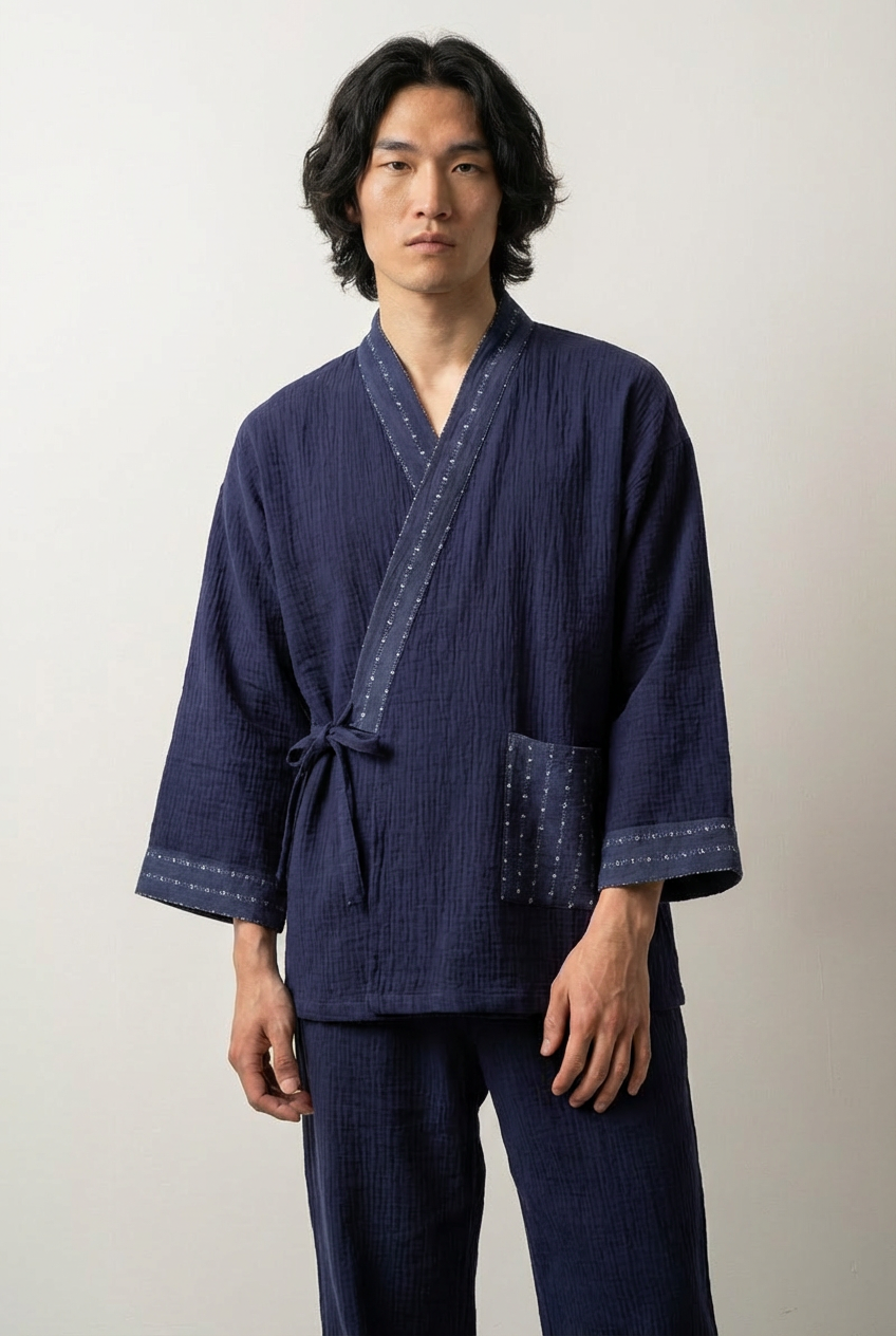 Japanese Kimono Pajamas 'Konjiki' | Japan Clothing