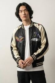 Original Sukajan Bomber 'Yamata' — black sukajan, eagle, dragon and cranes embroidered
