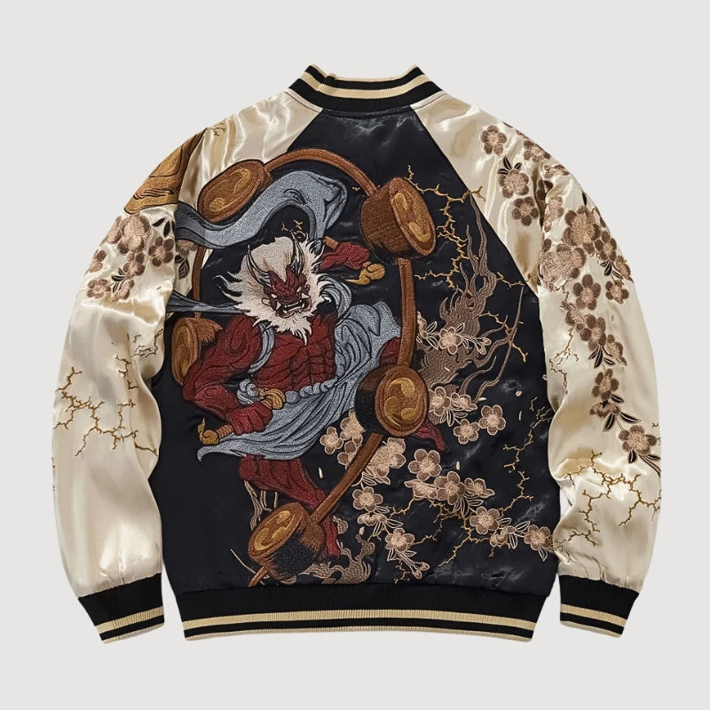 Raijin Sukajan Jacket ‘Ten no Ikazuchi’ – Japanese Thunder God Embroidered Jacket