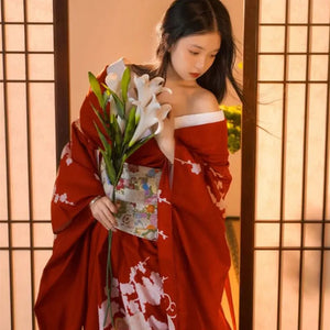 Red Japanese Dress 'Hanaé'
