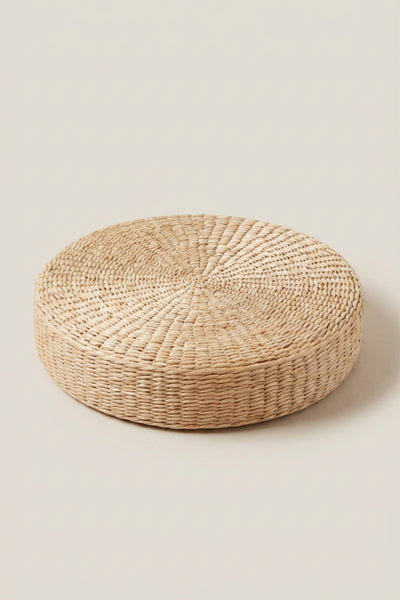 Round Japanese woven straw cushion 'Kuna'