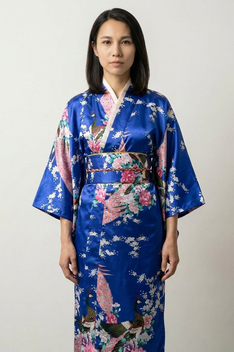 Royal Blue Peacock Kimono 'Kujaku' | Japan Clothing