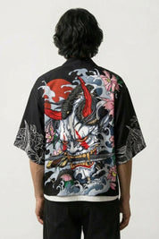 Back view of haori with Samurai motif