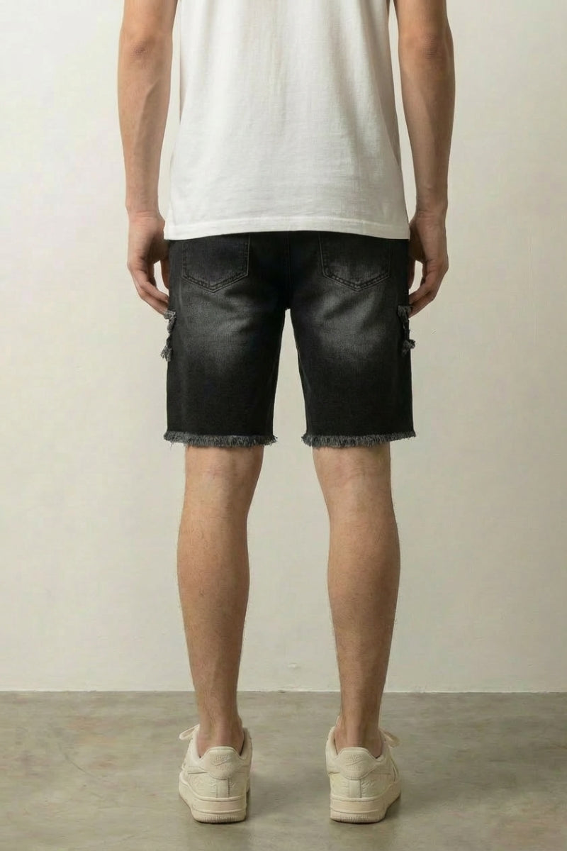 Star print denim shorts styled Y2K look