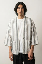Striped Kimono Cardigan 'Shurina' — The striped kimono cardigan with the rhythm of a noren curtain