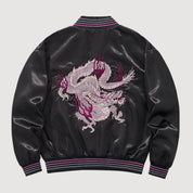 Detail view of Japanese garment with dragon print - Sukajan Dragon Jacket Kokuryū Flame