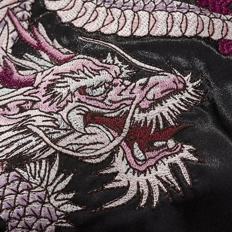 Side view of Japanese garment with dragon print