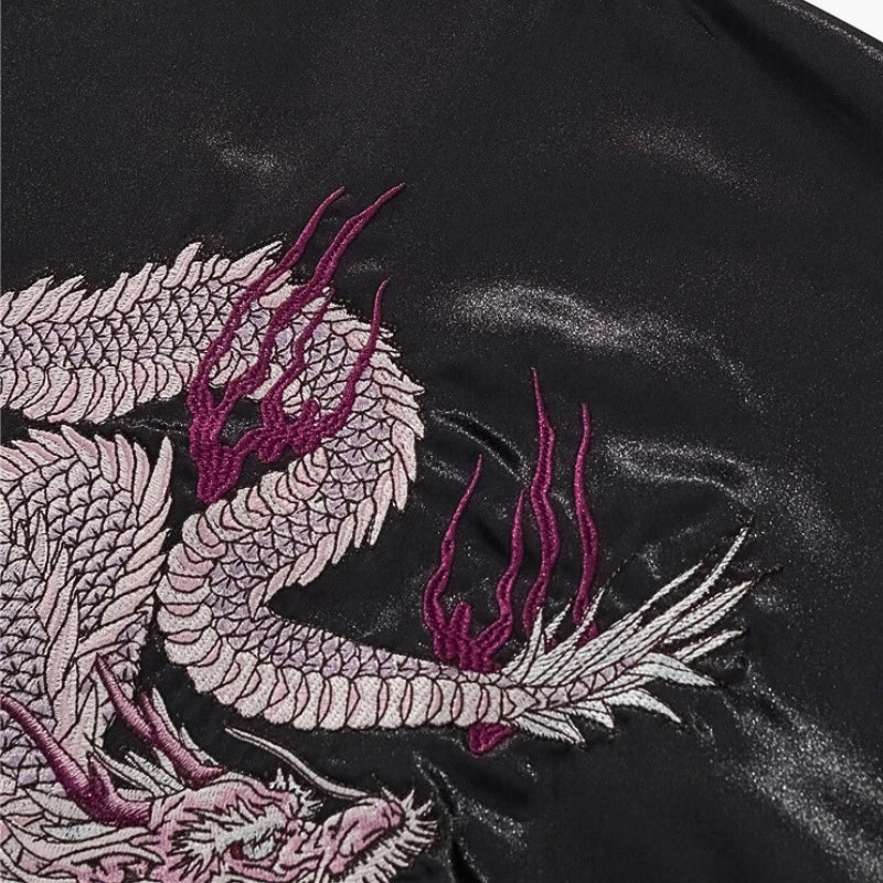 Styled look featuring Japanese garment with dragon print