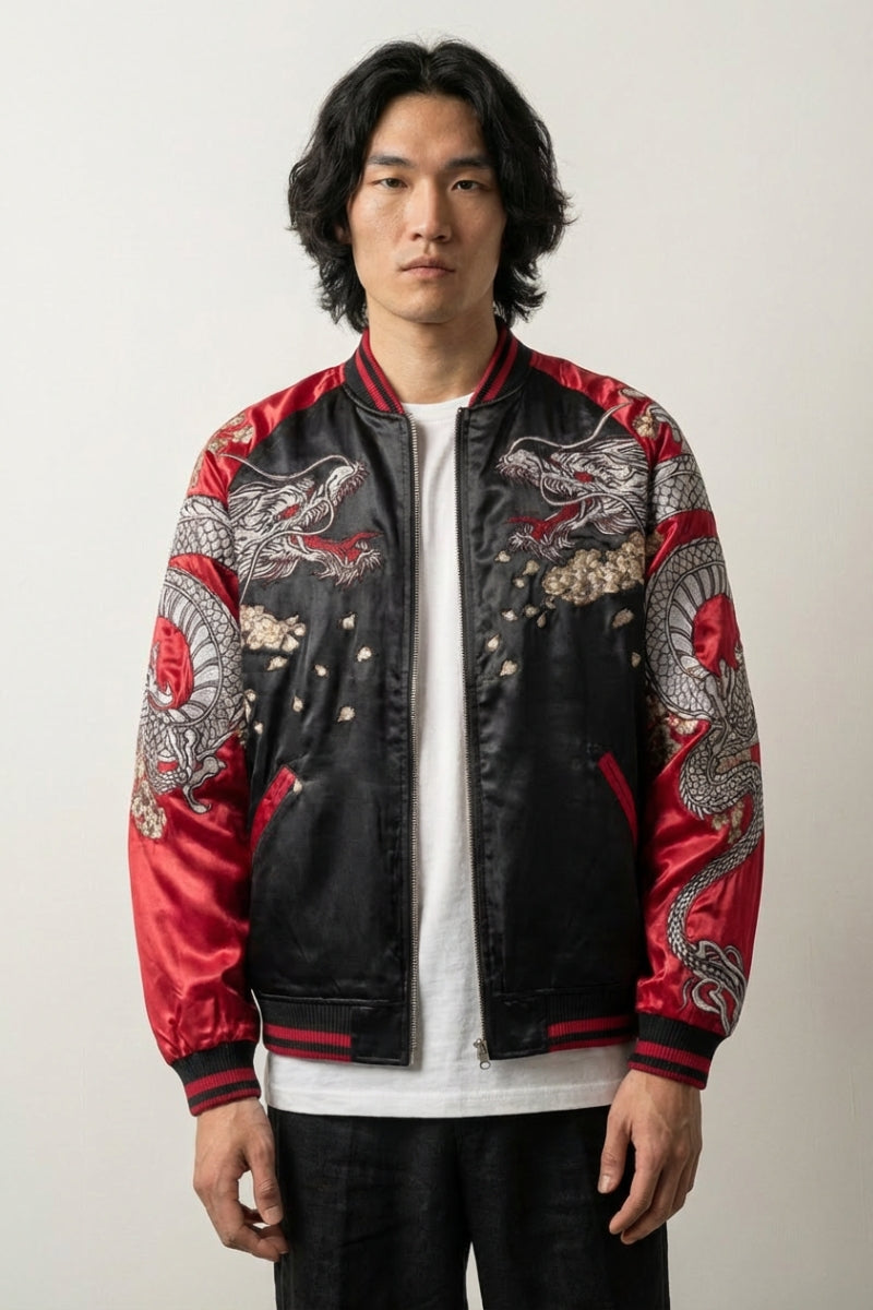 Back view of Japanese garment with dragon print