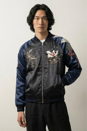 Close-up of Japanese garment with Kitsune motif fabric and craftsmanship