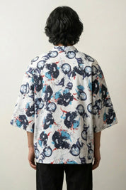 Thin Cardigan Plus Size 'Shibuya' — The floral kimono that wears the whole garden, not just the edges