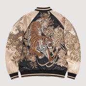 Side view of Japanese garment with tiger print