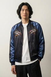 Tokyo Dragon Sukajan 'Raijin no Tora' — reversible sukajan, red dragon and Tokyo script, blue and cream