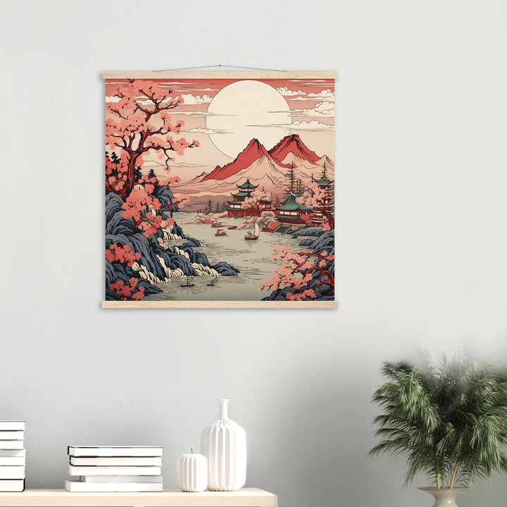 The traditional Japanese painting in warm colors