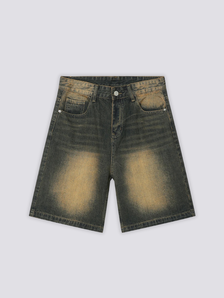 Retro heritage vintage denim shorts on model