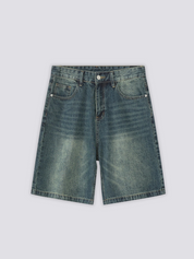 Vintage Denim Shorts - 年代物 — sun-faded vintage denim shorts in brown and blue
