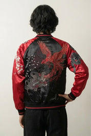Vintage Jacket Sukajan 'Mainoho' — reversible sukajan, red eagle and dragon, cream and dark red
