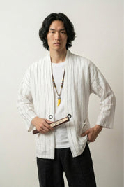 Japanese-style white kimono for men