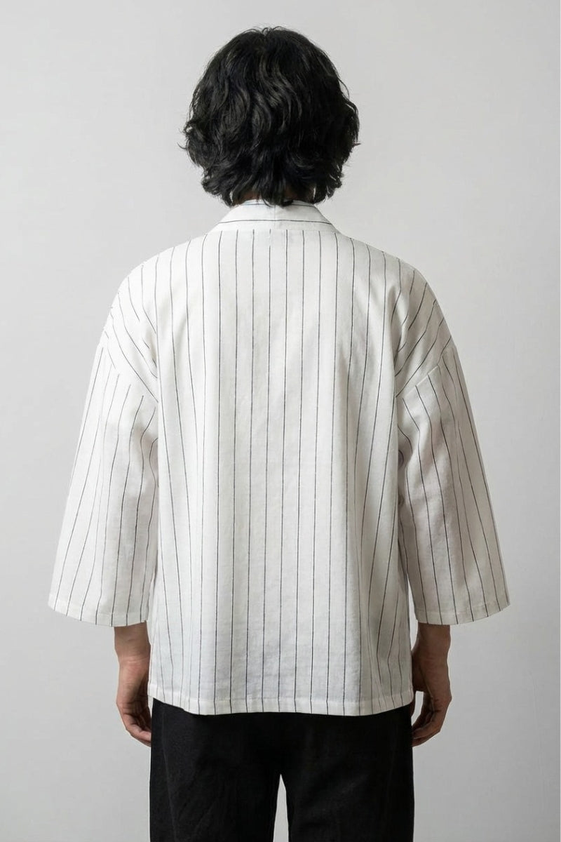Back view of white kimono for men
