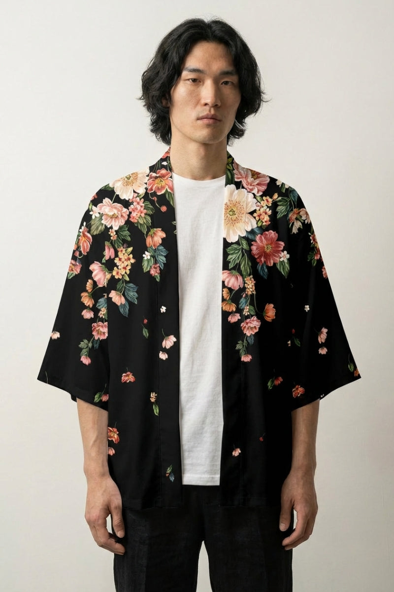 Japanese-style yukata with floral print