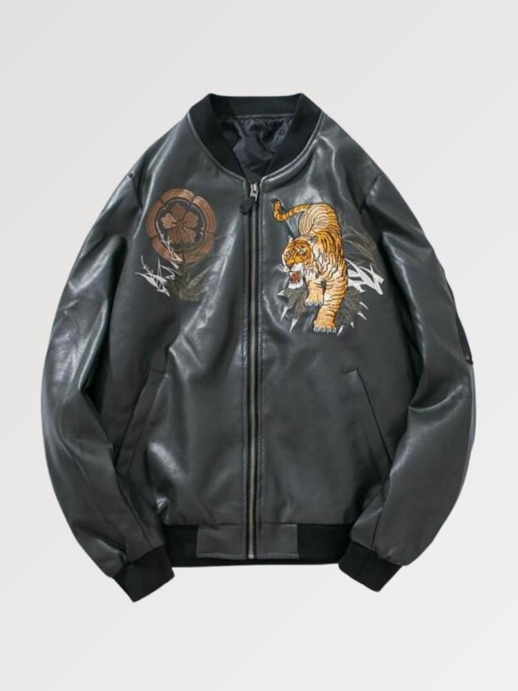 Mythical Tiger Leather Aviator Bomber