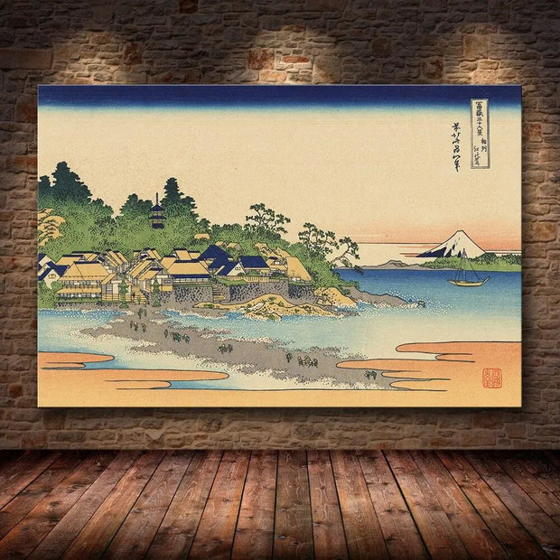 Antique Japanese print painted in the ukiyo-e style by hand