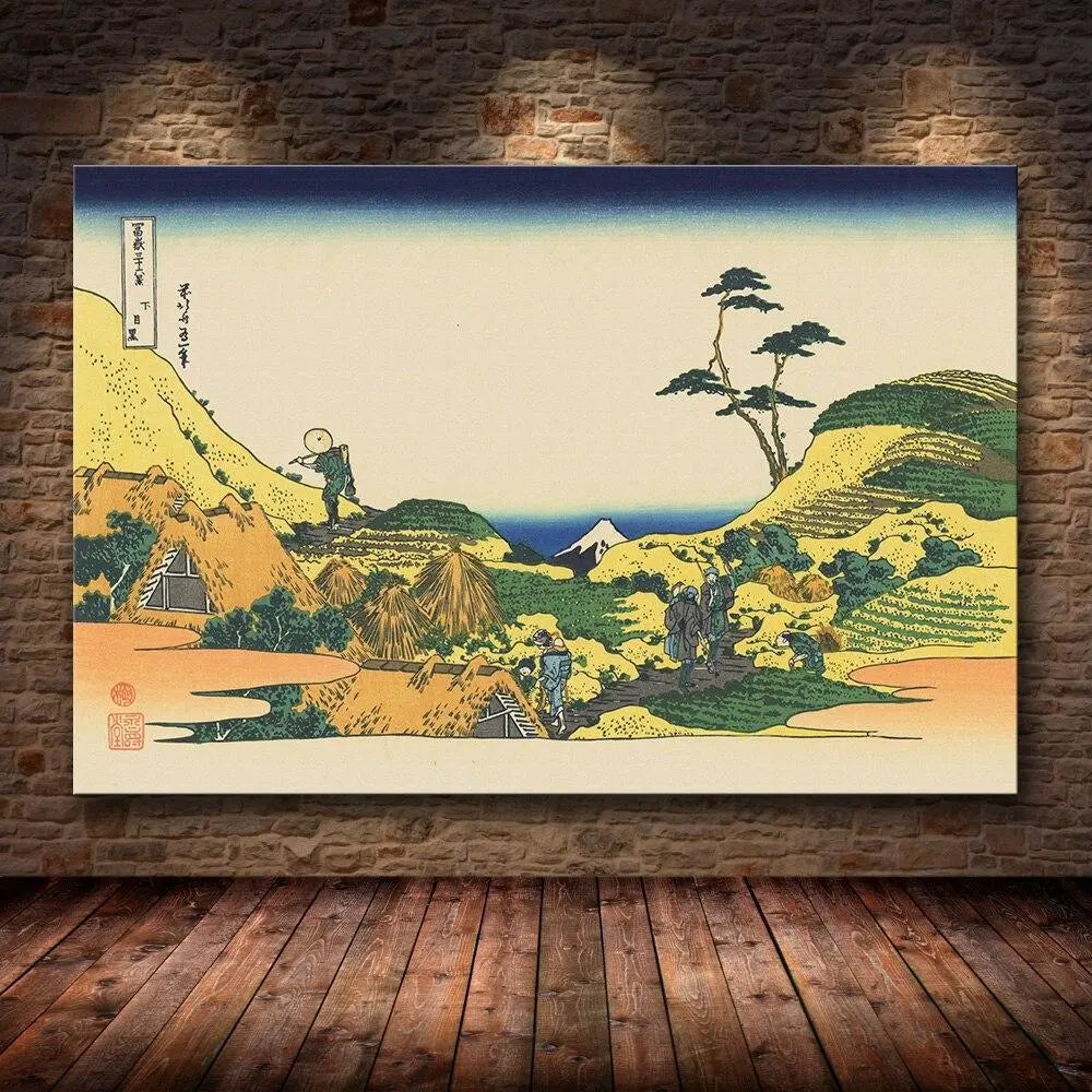 Famous Japanese print of a cultural landscape of Japan in the Edo period