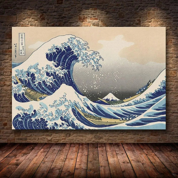 Japanese print of the great wave of Kanagawa, masterpiece of Hokusai