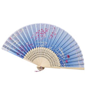 Back view of blue japanese folding fan