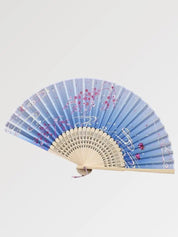 Detail view of blue japanese folding fan - Blue Japanese Fan Akigori