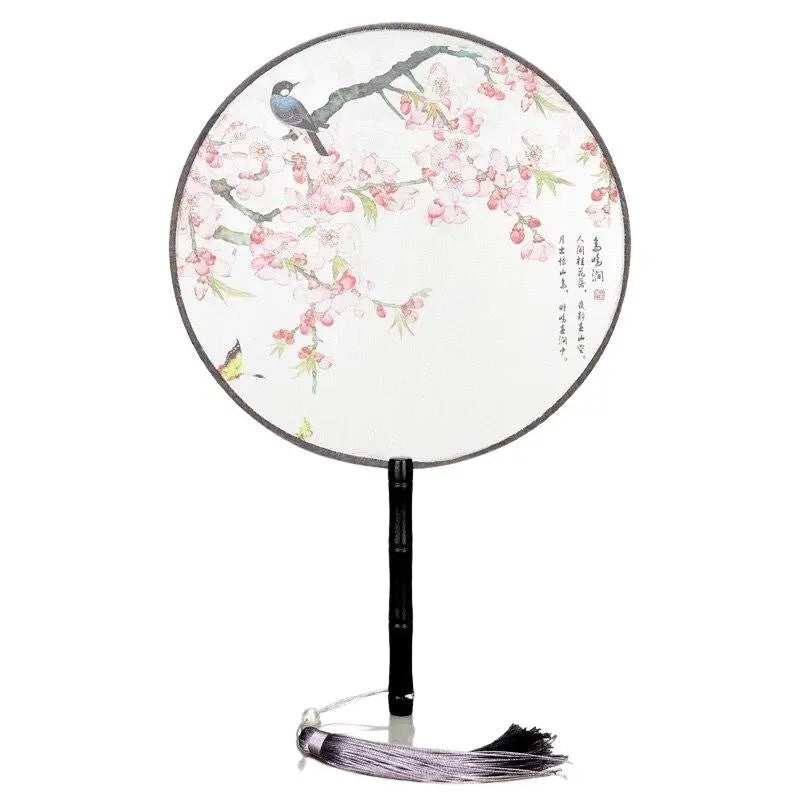 Back view of white japanese folding fan