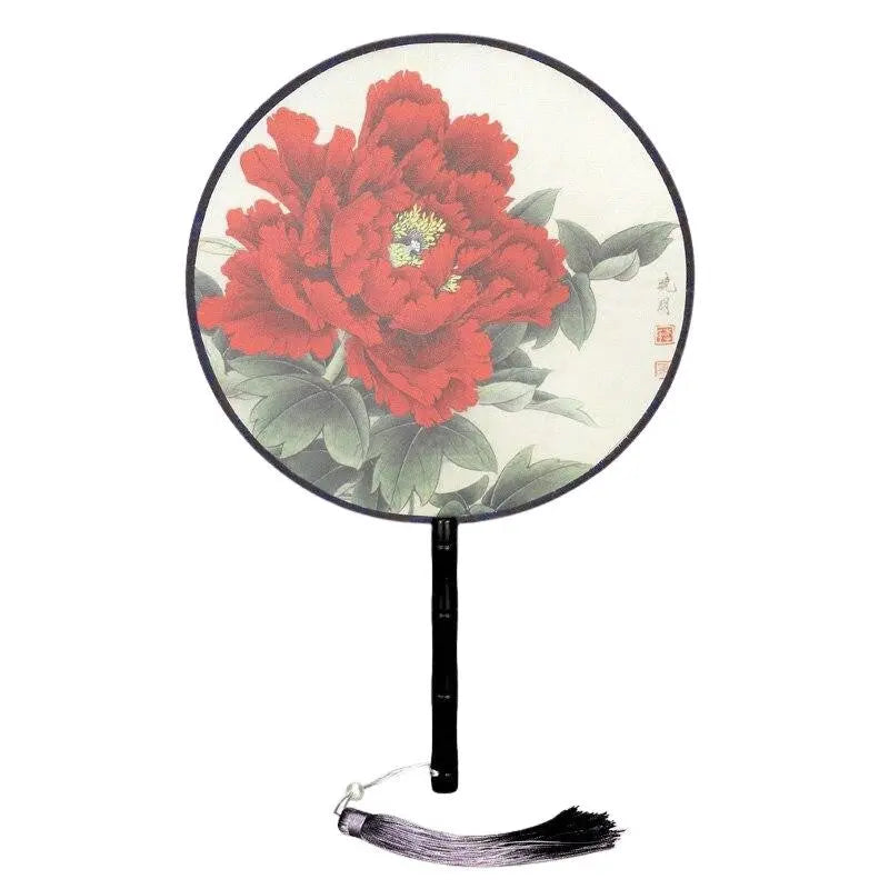 Back view of pink japanese folding fan