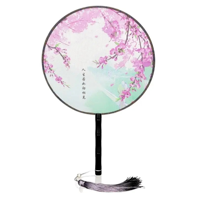 Back view of japanese folding fan with sakura print