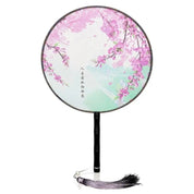Back view of japanese folding fan with sakura print