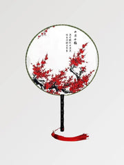 Japanese red fan in a traditional round shape