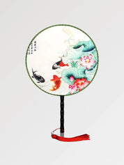 Detail view of Japanese garment - Japanese fish fan Chita motif