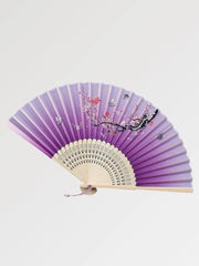 Fan in fabric and Japanese wood structure in a shade of purple