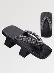 Japanese geta with Japanese Seigaiha pattern for a complete traditional outfit