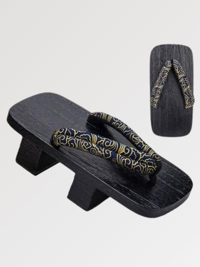 Wooden geta, the Japanese sandal with a baroque pattern