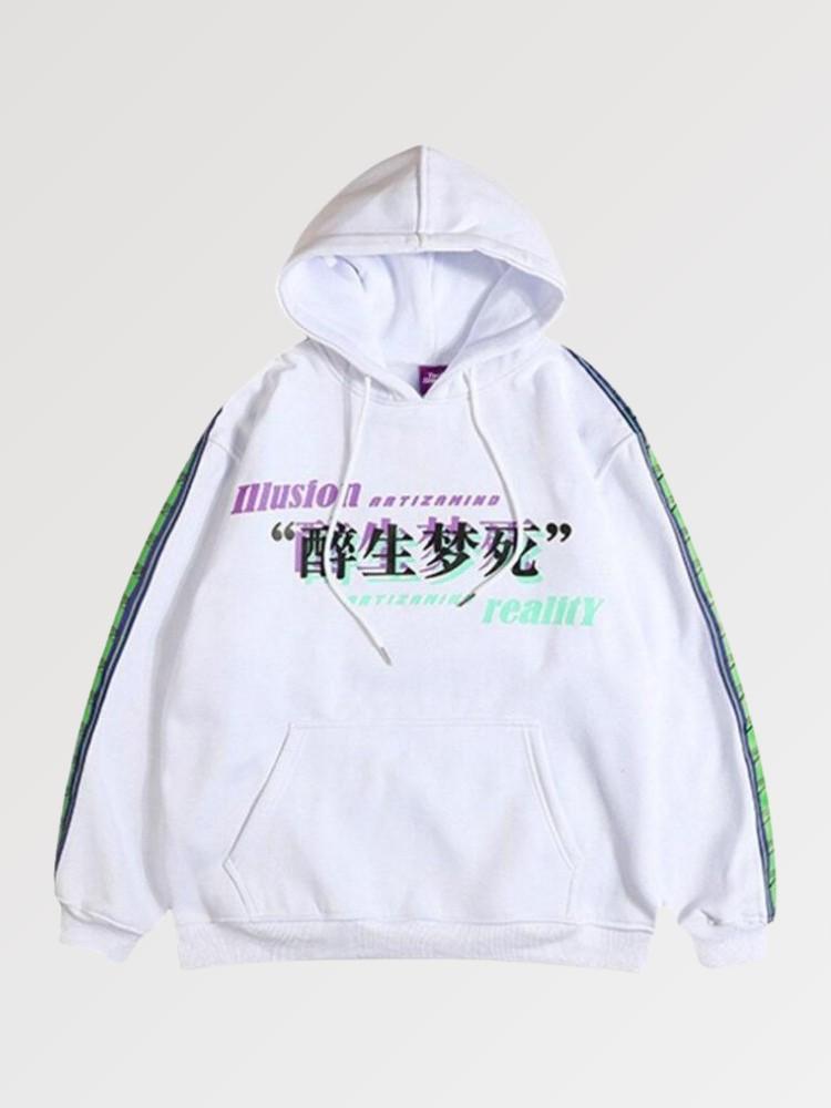 Hoodie with Japanese Letters 'Glitch'