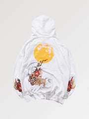 The japanese motifs of this japanese moon hoodie are fully embroidered