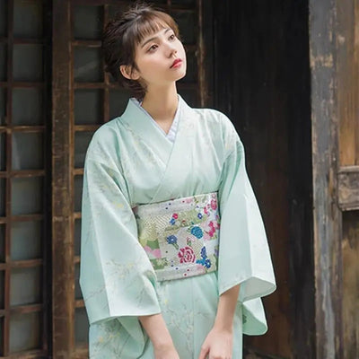 Women's Kimono in a traditional Japanese look and green ticket color