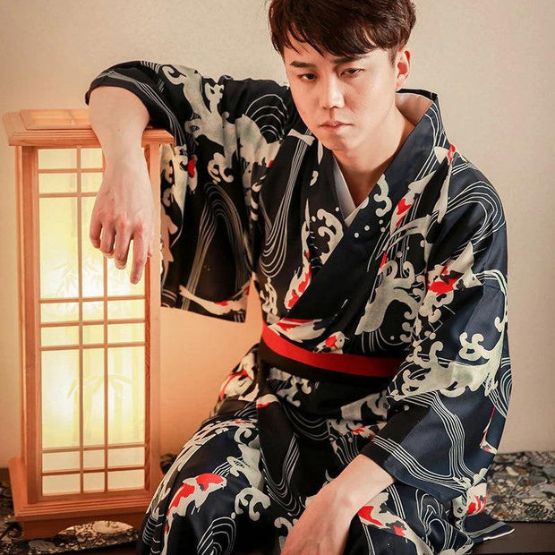 Japanese Clothing Men's Short Kimono Jacket, White, L
