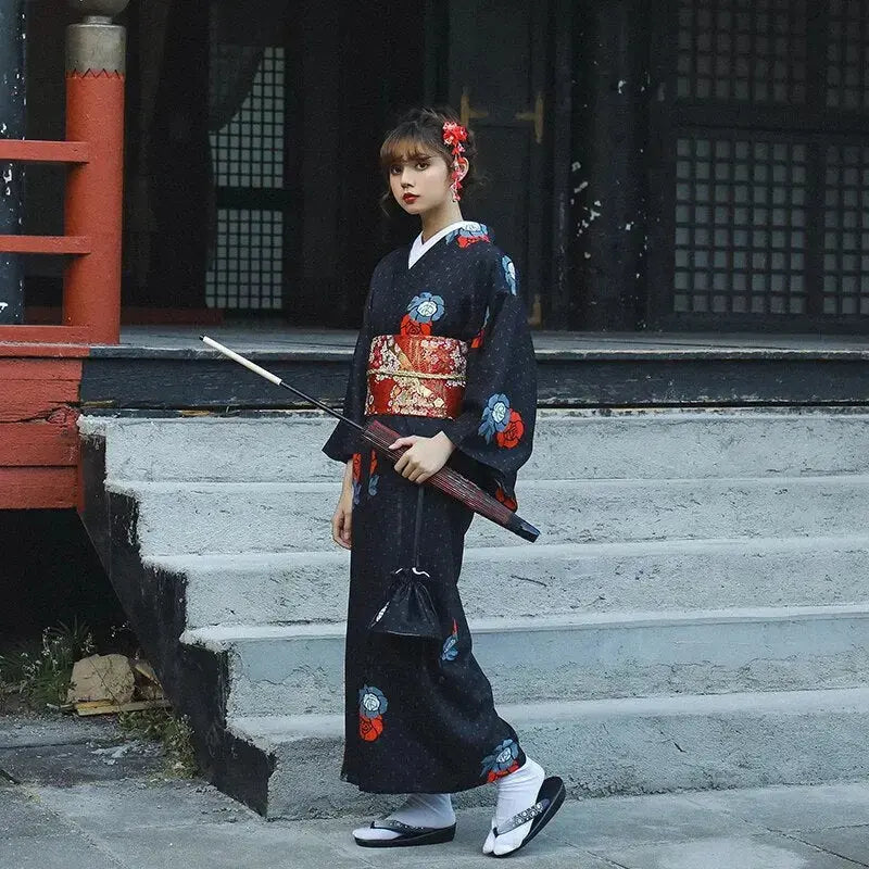 Women's Japanese Cotton Kimono 'Sumiko'