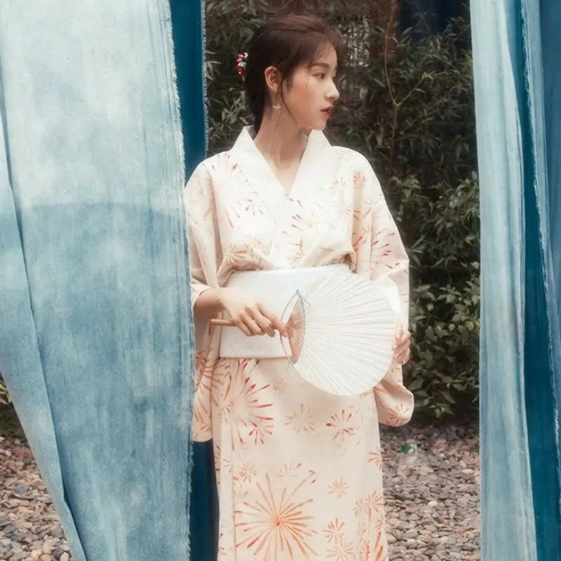 Women's Japanese Kimono with fireworks pattern