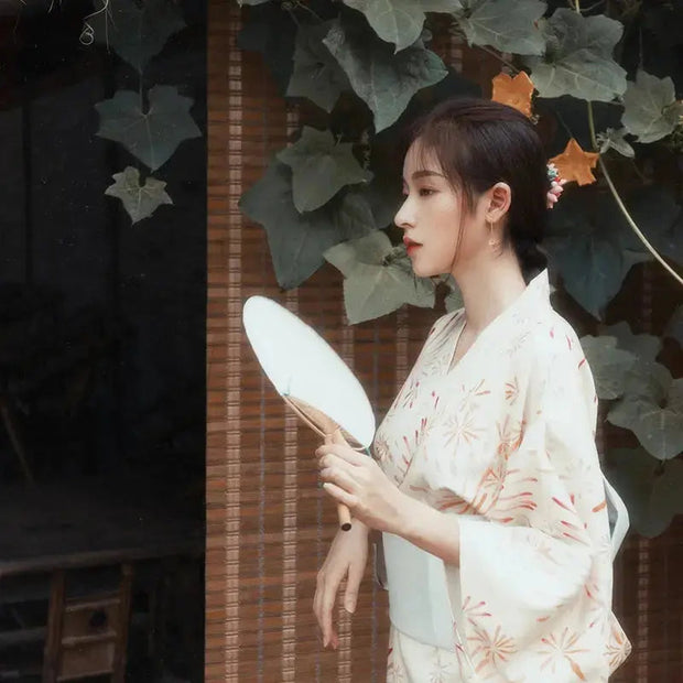 Ninja Hyuuga Hanabi Cosplay Costume Printed Kimono with Hair Bow-tie