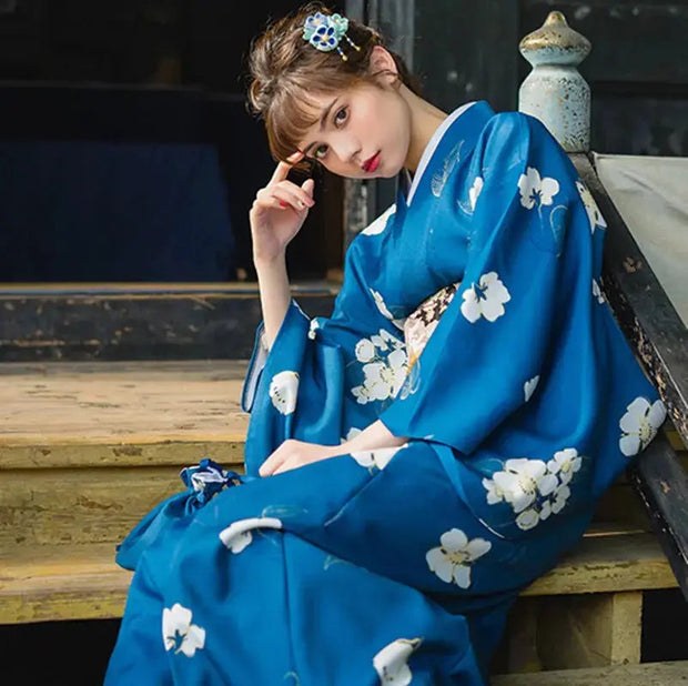 Japanese Kimono Woman Blue